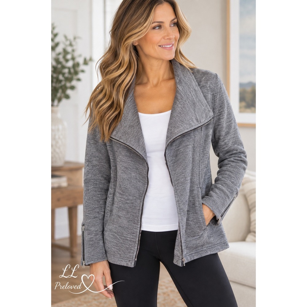 Lululemon Full Zip Jacket Womens 4 Gray Asymmetrical Athleisure Gorpcore FLAW